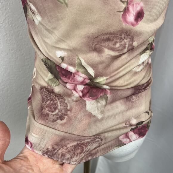 VTG Peace On Earth Top Womens Medium Sheer Floral Milkmaid Fairy Y2K Soft Girl - Picture 6 of 11